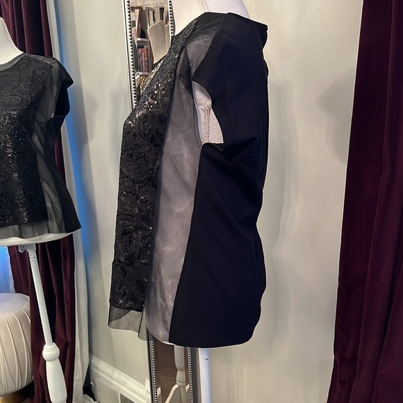 New With Tags BCBGMAXAZRIA Black Obree Sequins and Sheer Top Size Small - Picture 7 of 10